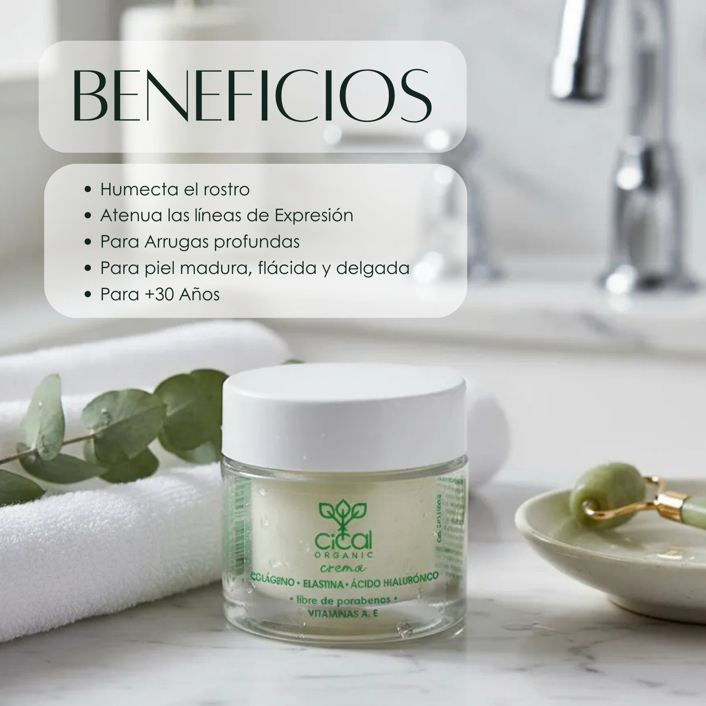 Crema Facial con Colágeno, Elastina y Ácido Hialurónico | Hidratación y Firmeza