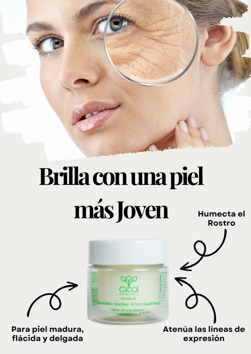 Crema Facial Colágeno, Elastina y Ácido Hialurónico