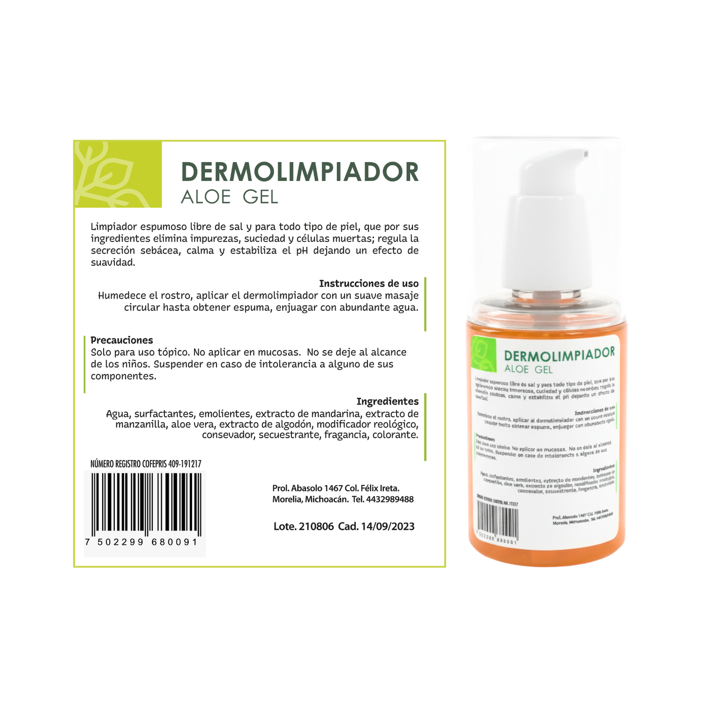 Dermolimpiador en Gel con Aloe Vera | Limpieza Facial Suave e Hidratante