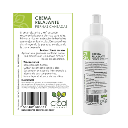 Crema Corporal Relajante para Piernas Cansadas | Hidratación y Sensación de Confort